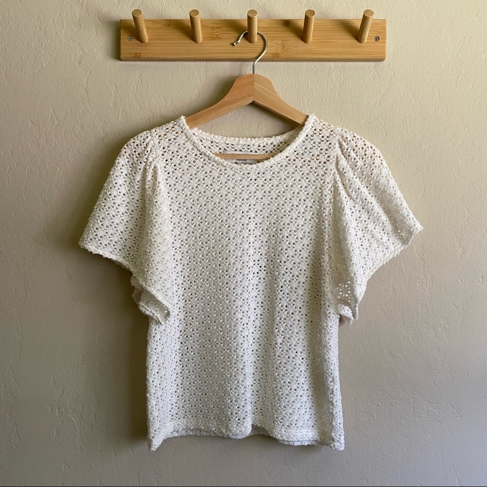 Madewell texture & thread crochet cream top, size XS
